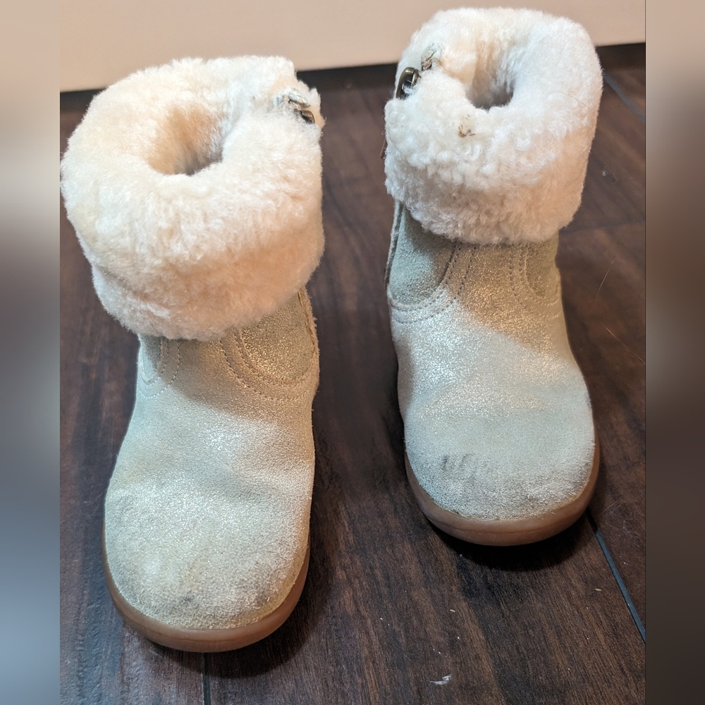 UGG® Jorie II Genuine Shearling Metallic Boot, size 6